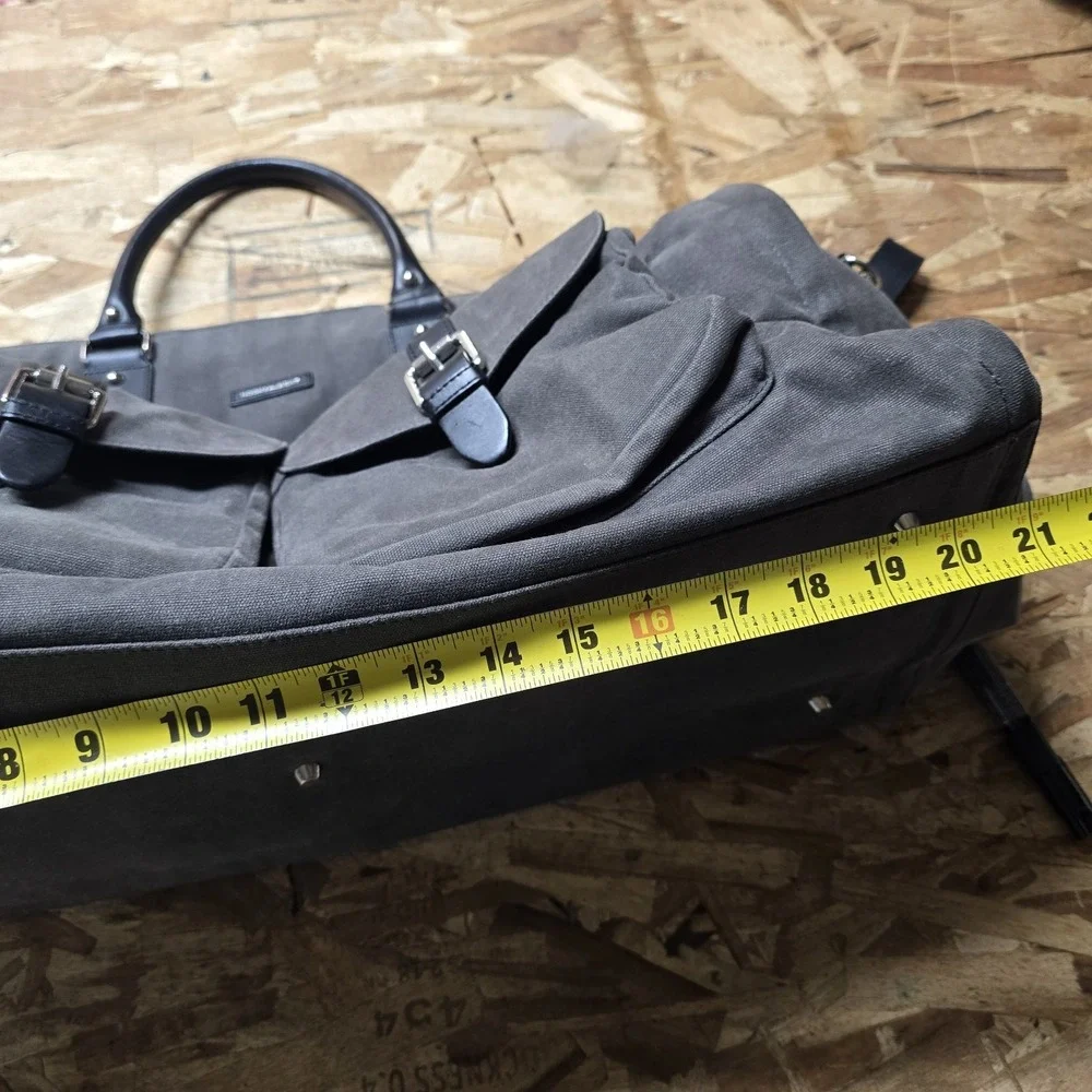 Hook & Albert Grey Waxed Canvas Garment Weekender Bag Travel Carry-On Duffel